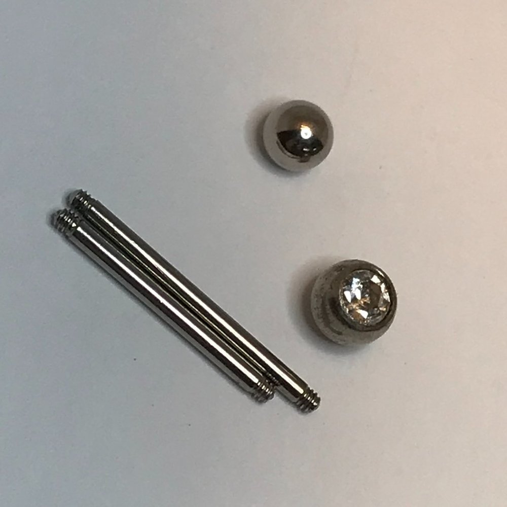 14 Gauge Clear Gemmed Tongue Ring